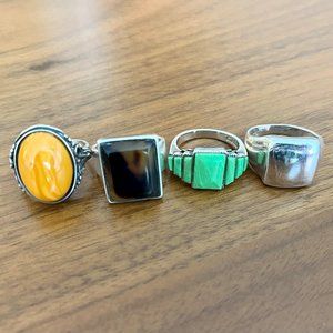 Lot of Four (4) Rings, All Sterling Silver (except one)